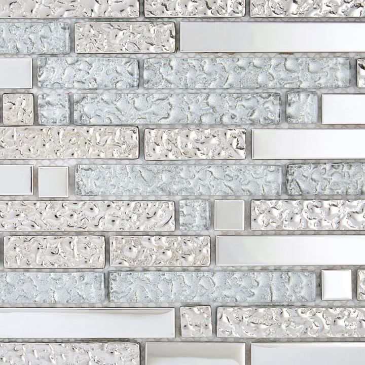 Plaque mosaique alu et verre - gris frozen - Decoon