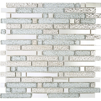 Plaque mosaique alu et verre - gris frozen - Decoon