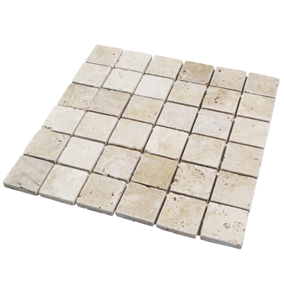 Plaque mosaique travertin - 4.8 x 4.8 cm - beige - Decoon