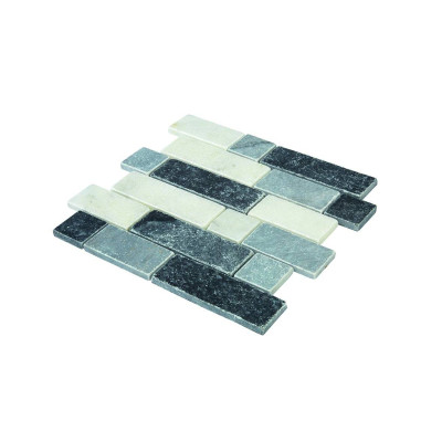 Plaque mosaique travertin - mix gris en barrettes - Decoon