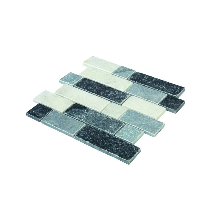 Plaque mosaique travertin - mix gris en barrettes - Decoon