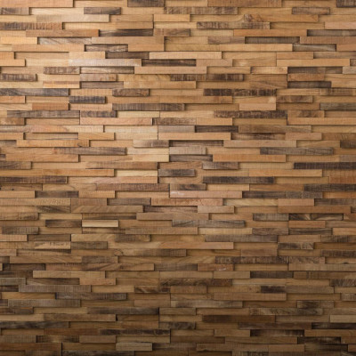 Parement mural en bois teck recyclé vieilli - 5 pcs