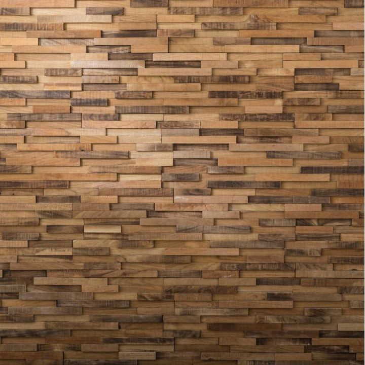 Parement mural en bois teck recyclé vieilli - 5 pcs