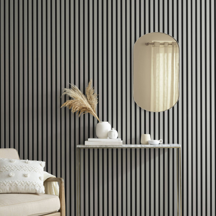 Mur tasseau bois - panneau tasseau gris 250 x 30 cm | DECOON