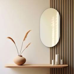 Entrée en panneaux de tasseaux de bois avec miroir