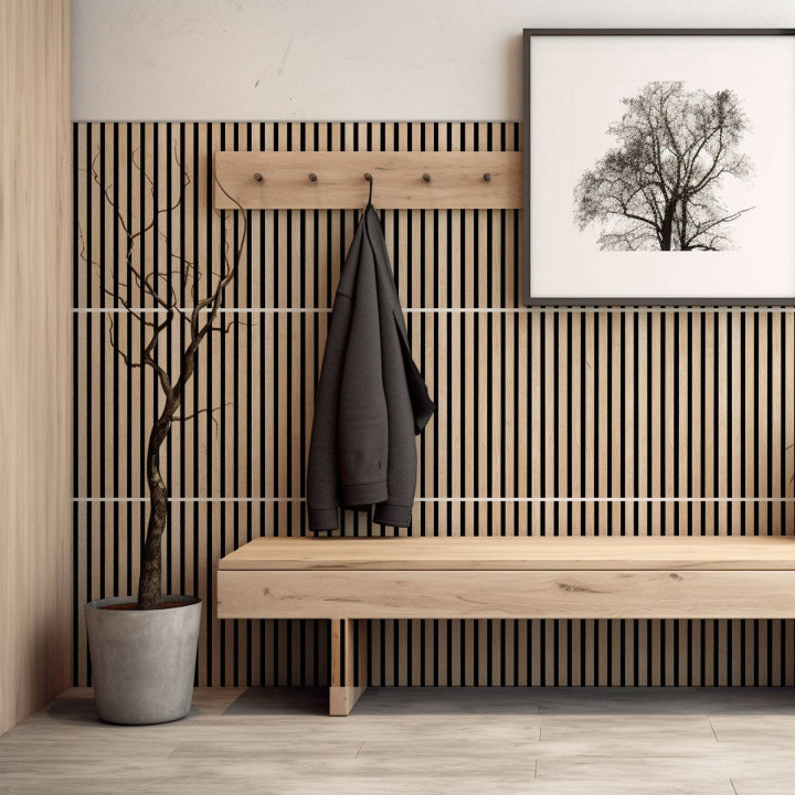 Entrée en tasseaux bois déco