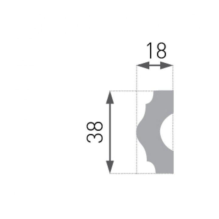 Lot de 25 Cimaises décoratives - Modèle arrondi - Polystyrène - 200x1,8x3,8 cm