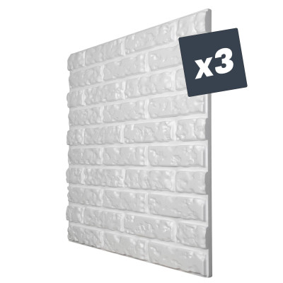 x3 Panneau Polystyrène Décoratif 3D effet Briques - 60x60x3 cm - 1,08m2
