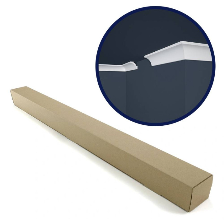 Lot de 20 Corniches plafond polystyrène - modèle Lisse - 200x5x5 cm