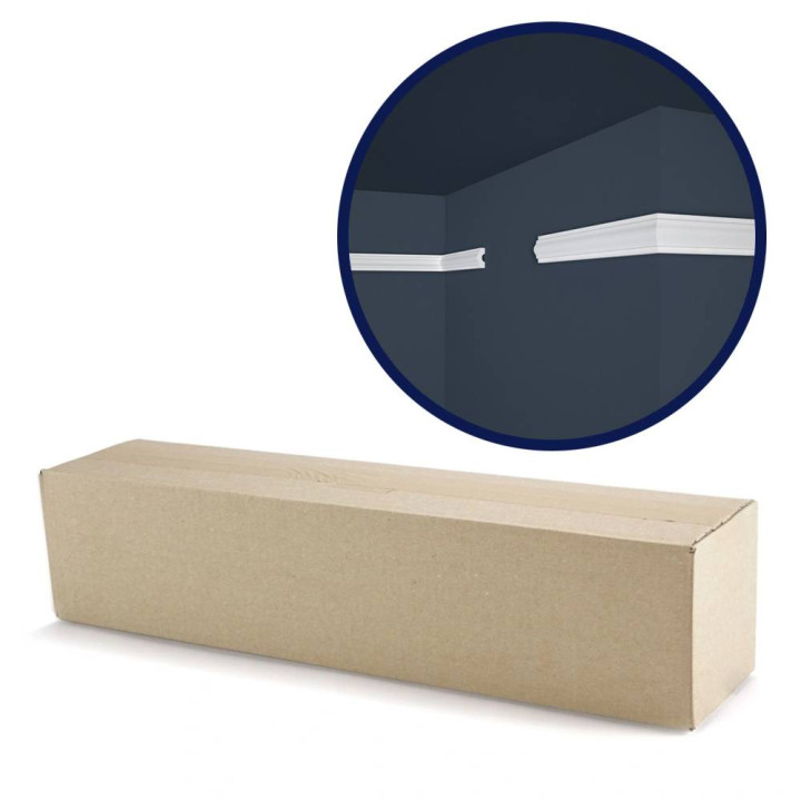 Lot de 50 Cimaises décoratives - Modèle arrondi - Polystyrène - 200x1,8x3,8 cm