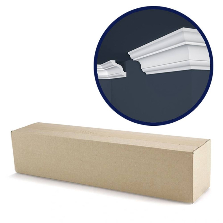 Kit 60ml 30 pièces Corniche plafond polystyrène - modèle structuré - 200x8x8 cm