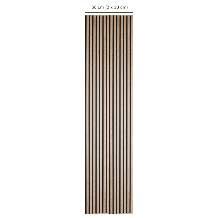 Lot de 2 Tasseaux bois decoratifs - panneau chêne clair 250 x 30 cm | DECOON