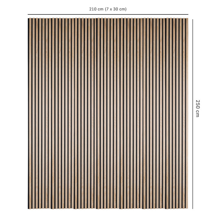 Lot de 7 Tasseaux bois decoratifs - panneau chêne clair 250 x 30 cm | DECOON