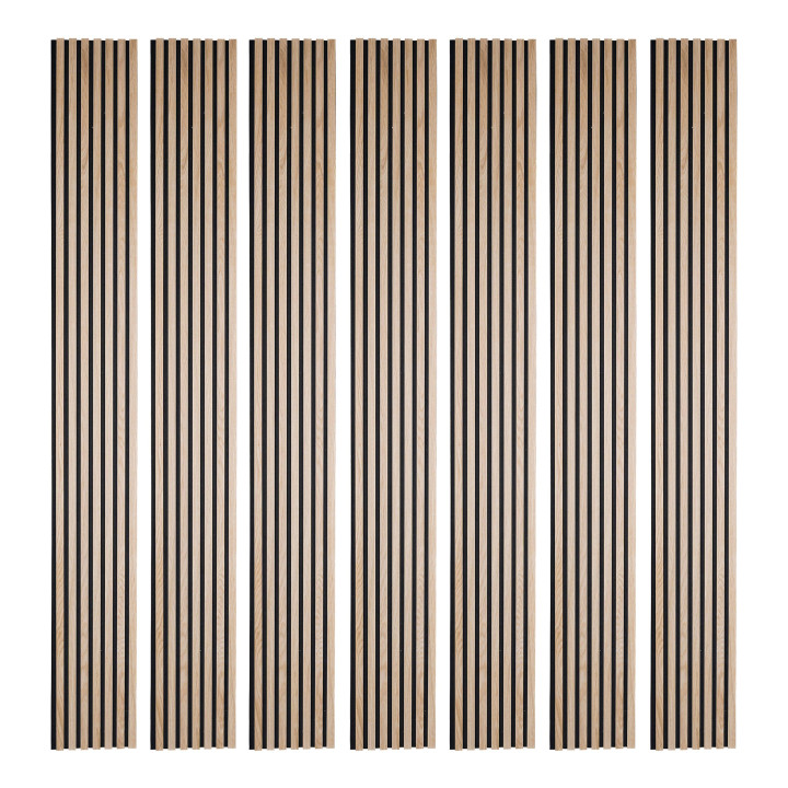 Lot de 7 Tasseaux bois decoratifs - panneau chêne clair 250 x 30 cm | DECOON