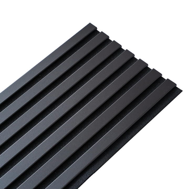 Mur TV - Lot de 5 panneaux tasseau bois - noir 250 x 30 cm | DECOON