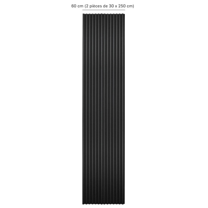 Lot de 2 panneaux tasseau bois - noir 250 x 30 cm | DECOON