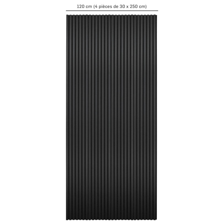 Lot de 4 panneaux tasseau bois - noir 250 x 30 cm | DECOON