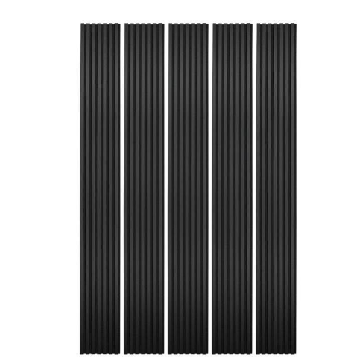 Mur TV - Lot de 5 panneaux tasseau bois - noir 250 x 30 cm | DECOON