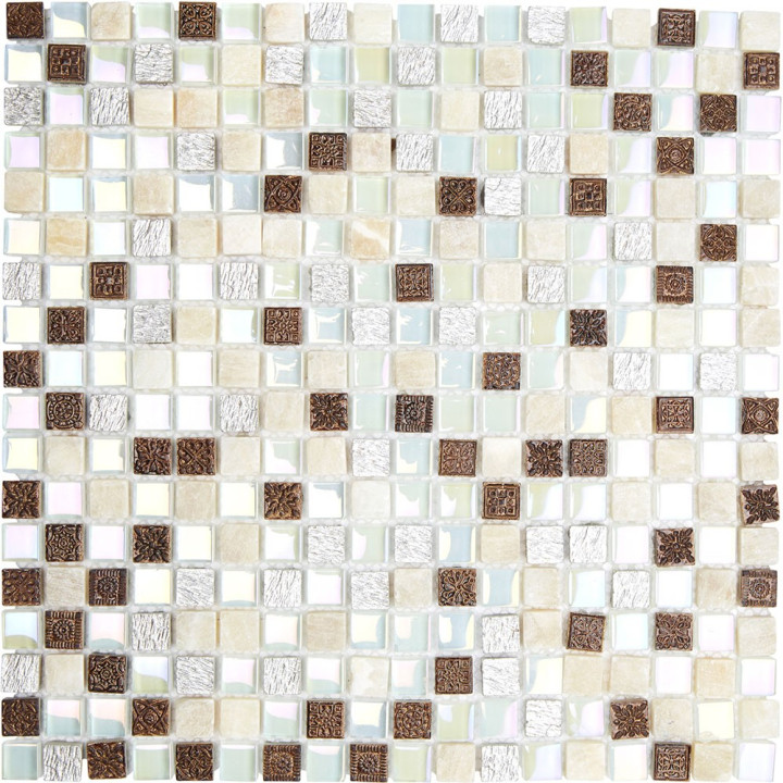 Plaque mosaique verre et pierre - 1.5 x 1.5 cm - Decoon
