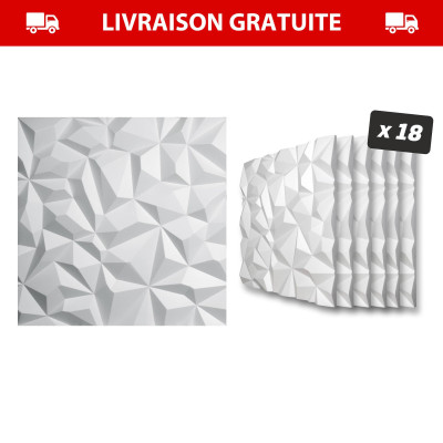 x18 Panneau Polystyrène Décoratif 3D effet Diamant - 60x60x3 cm - 6,48m2
