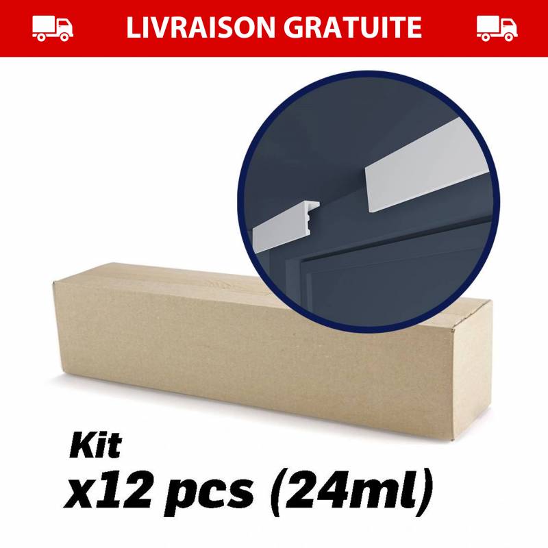 Cache Rideau Polyster Lot de 12 Corniches cache-rideau plafond polystyrène - 200x6x12 cm