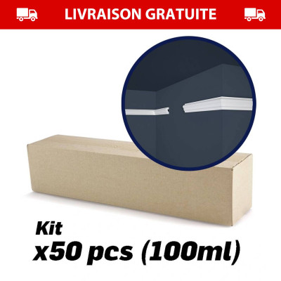 Lot de 50 Cimaises décoratives polystyrène - Elegant - 200x2,1x4 cm