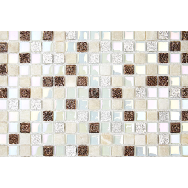Plaque mosaique verre et pierre - 1.5 x 1.5 cm - Decoon