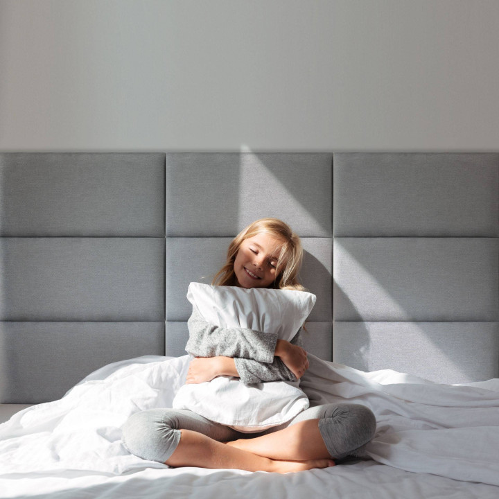 Mur capitonné - coussin mural gris 60 x 30 cm | Decoon