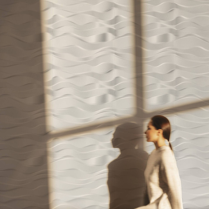 x18 Panneau Polystyrène Décoratif 3D effet Vagues - 60x60x3 cm - 6,48m2