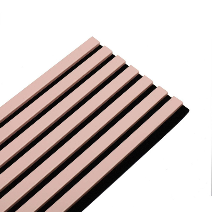 Panneau tasseaux bois 250 x 30 cm - rose pastel/feutrine noir |DECOON