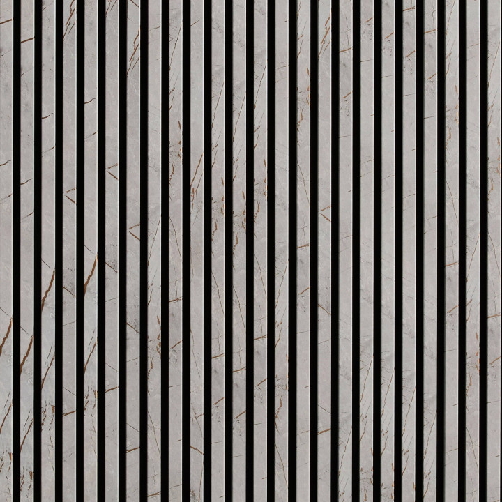 Panneau tasseaux bois 250 x 30 cm - marbre gris/feutrine noir|DECOON