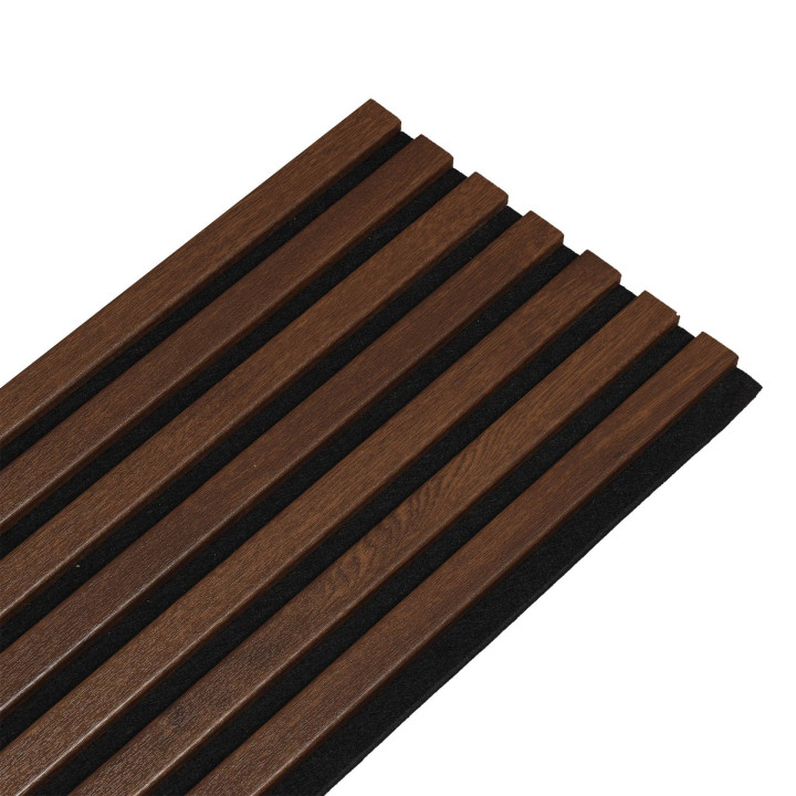 Panneau tasseaux bois 250 x30 cm - décor chêne foncé | DECOON