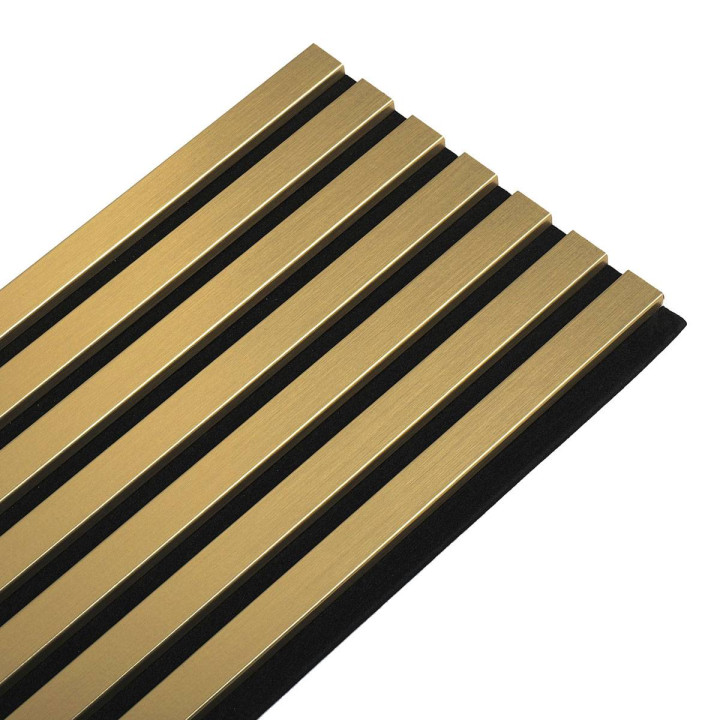 Panneau tasseaux bois 250 x 30 cm - gold/feutrine noir |DECOON