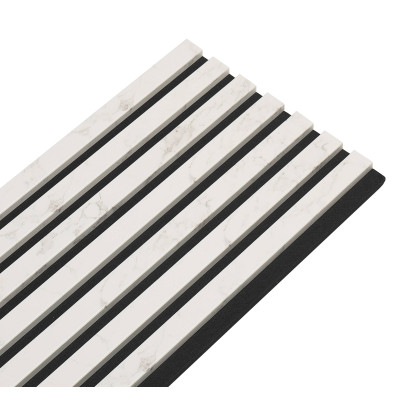Panneau tasseaux bois 250 x 30 cm - marbre blanc/feutrine noir|DECOON