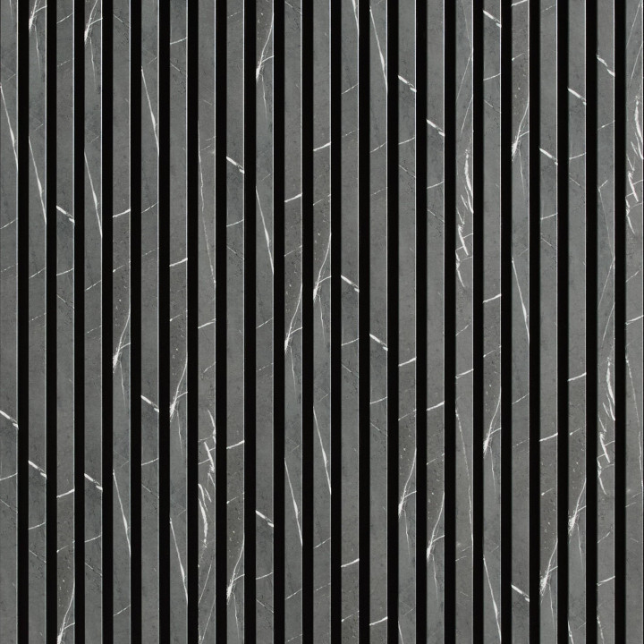 Panneau Mural acoustique tasseaux bois 120 cm - Marbre noir | Decoon