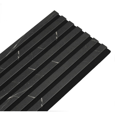 Panneau tasseaux bois 250 x 30 cm - marbre noir/feutrine noir|DECOON