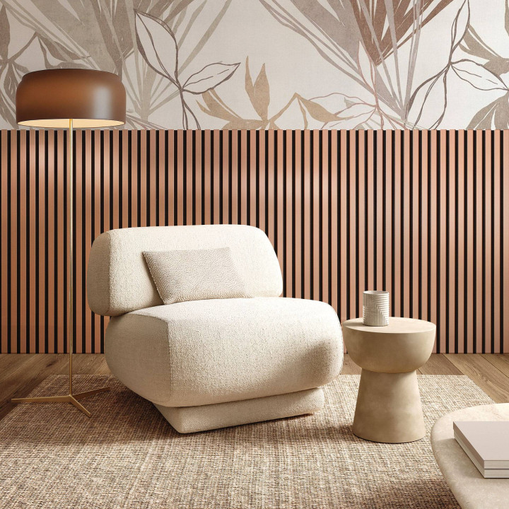 Panneau Mural acoustique tasseaux bois 120 cm - Rose Gold | Decoon