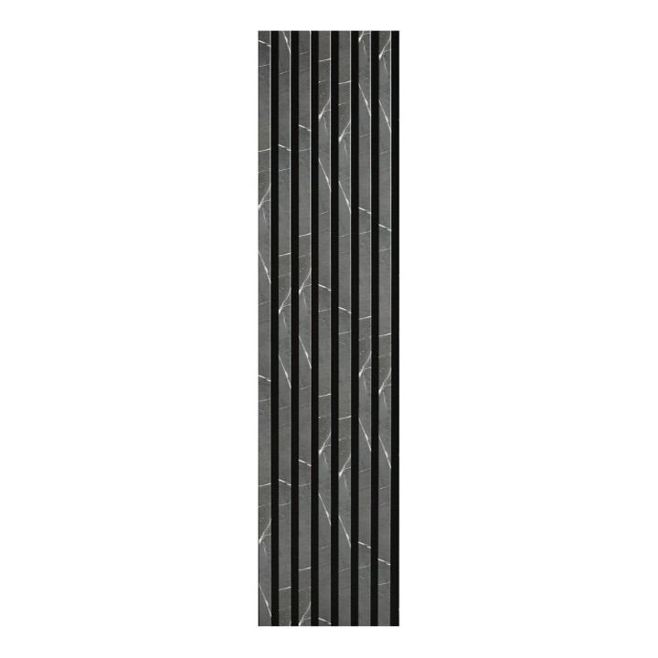 Panneau Mural acoustique tasseaux bois 120 cm - Marbre noir | Decoon