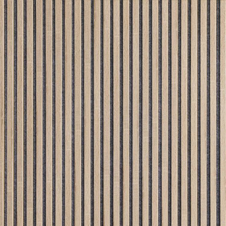 Lot de 5 Panneau tasseaux bois 250 x30 cm - Décor chêne Feutrine grise | DECOON