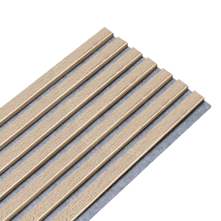 Lot de 5 Panneau tasseaux bois 250 x30 cm - Décor chêne Feutrine grise | DECOON