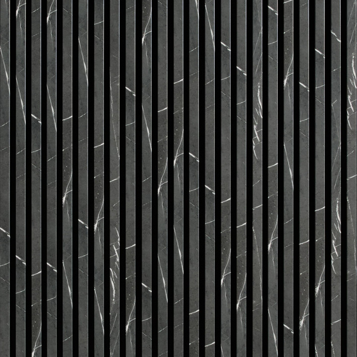 Lot de 4 Panneaux tasseaux bois 250 x 30 cm - marbre noir|DECOON