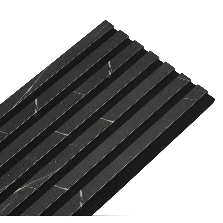 Lot de 5 Panneaux tasseaux bois 250 x 30 cm - marbre noir|DECOON