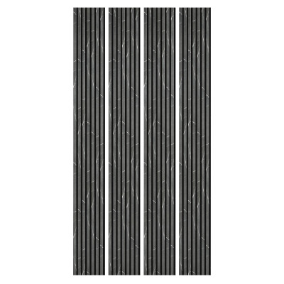 Lot de 4 Panneaux tasseaux bois 250 x 30 cm - marbre noir|DECOON