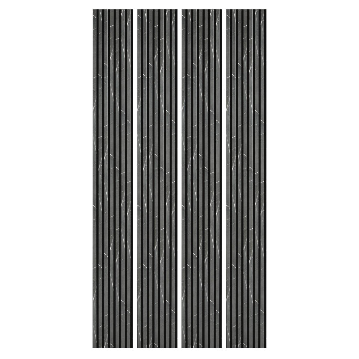 Lot de 4 Panneaux tasseaux bois 250 x 30 cm - marbre noir|DECOON