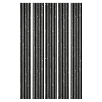 Lot de 5 Panneaux tasseaux bois 250 x 30 cm - marbre noir|DECOON