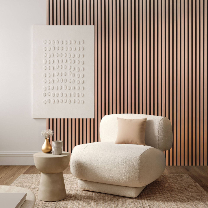 Lot de 4 Panneaux tasseaux bois 250 x 30 cm - rose gold|DECOON
