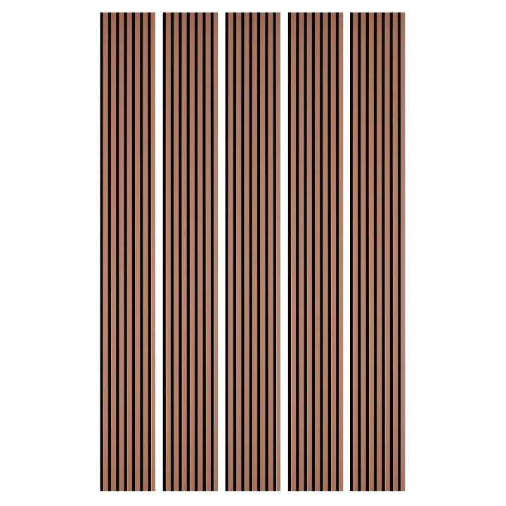 Lot de 5 Panneaux tasseaux bois 250 x 30 cm - terracotta |DECOON