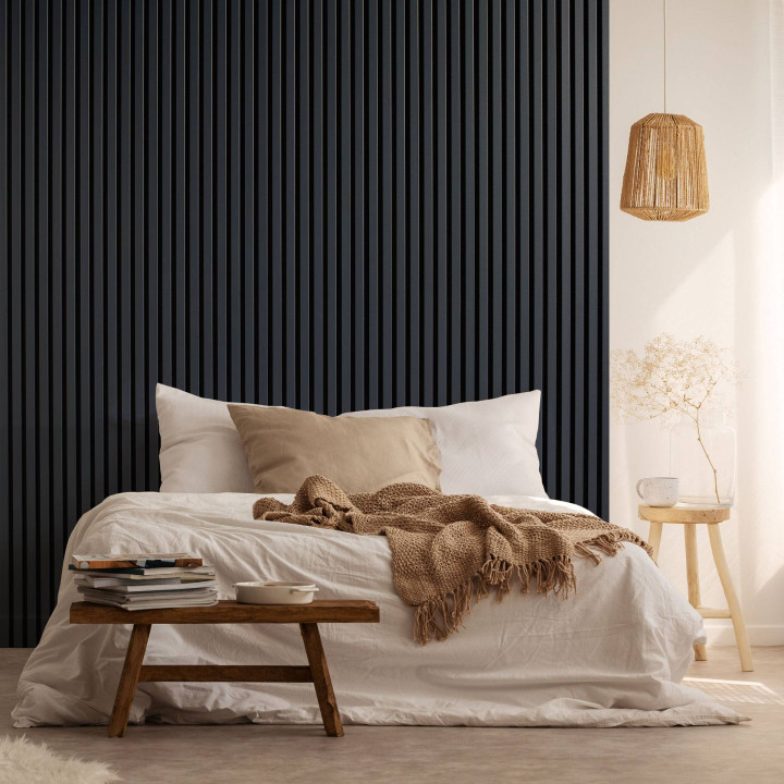 Lot de 5 Panneaux tasseaux bois 250 x 30 cm - bleu nuit|DECOON