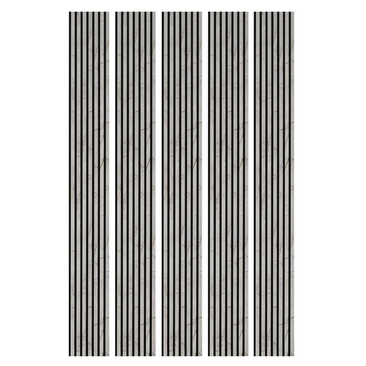 Lot de 5 Panneaux tasseaux bois 250 x 30 cm - marbre gris|DECOON
