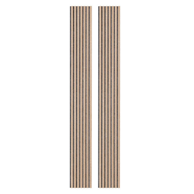 Lot de 2 Panneau tasseaux bois 250 x30 cm - Décor chêne Feutrine grise | DECOON